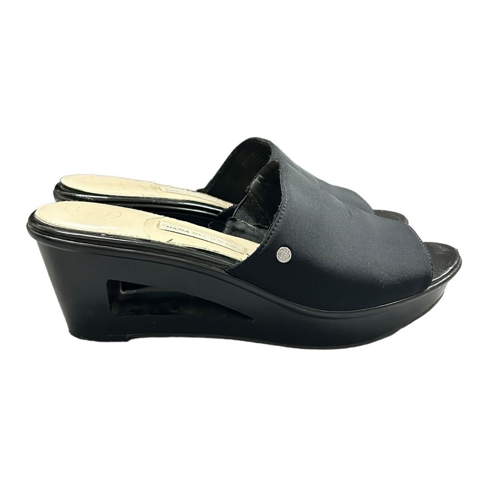 Dana Buchman Women’s Black Slip-On Platform‎ Wedge Sandals   Sz 9.5
